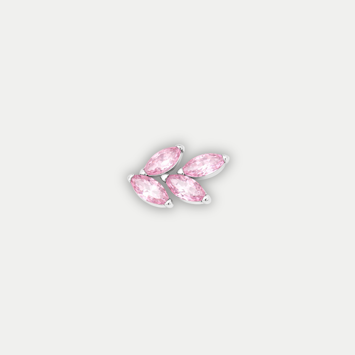 Embout piercing Maia en titane avec zircon rose, vu de face