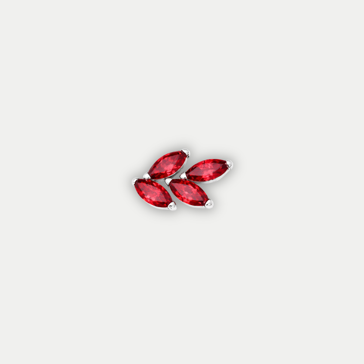 Embout piercing Maia en titane avec zircon rouge, vu de face