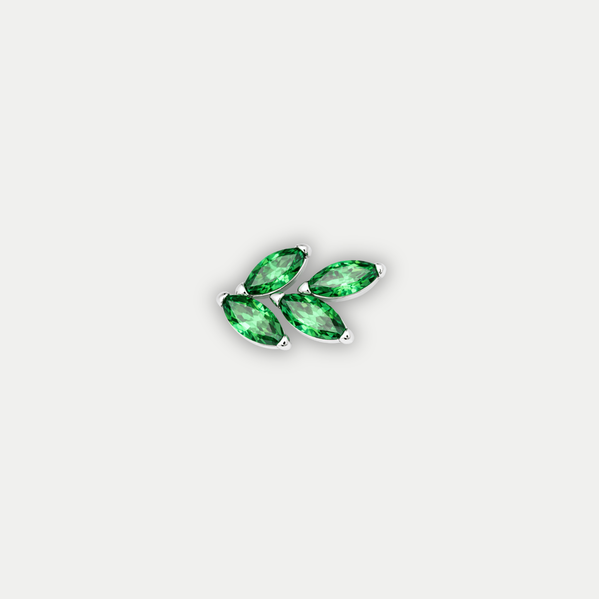 Embout piercing Maia en titane avec zircon vert, vu de face