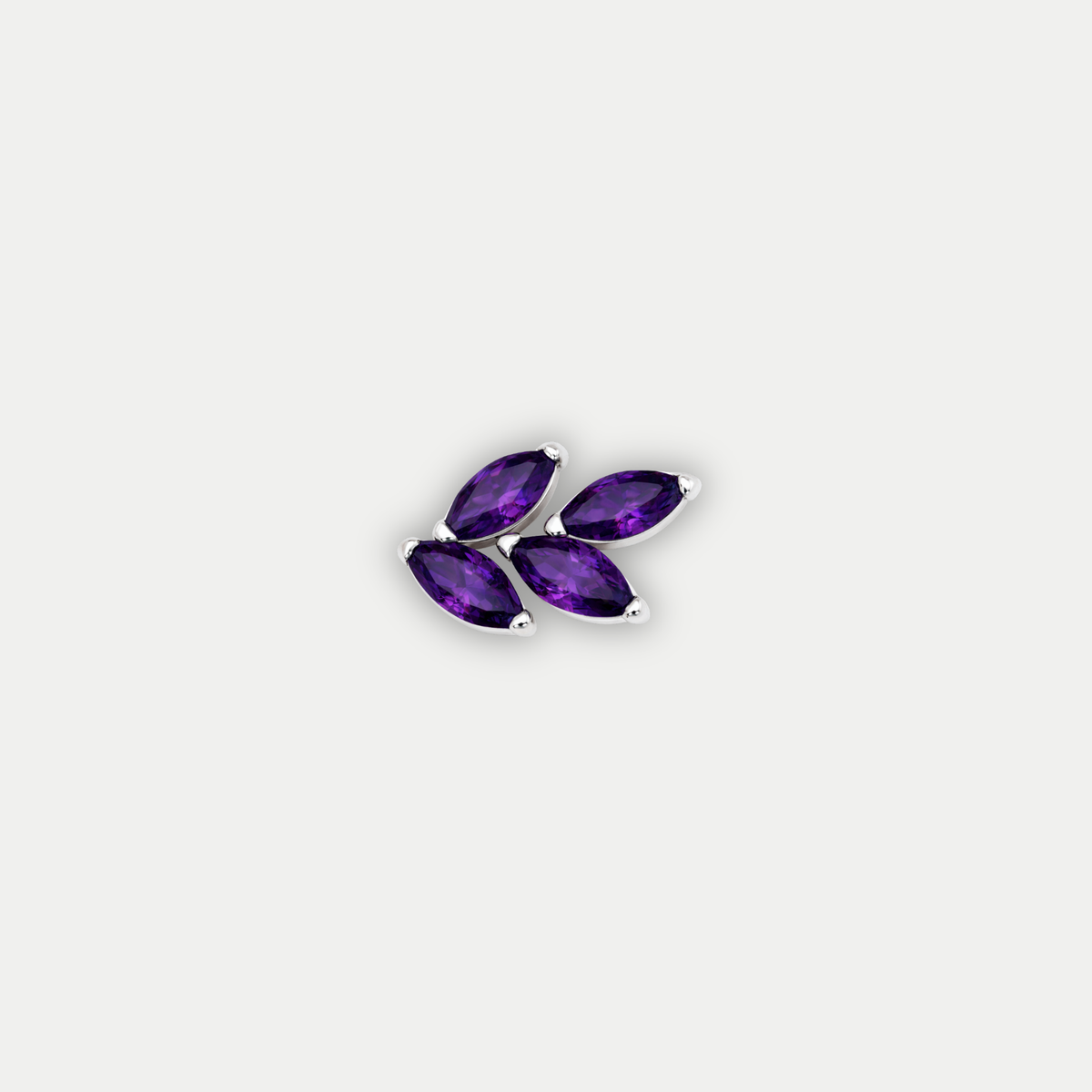 Embout piercing Maia en titane avec zircon violet, vu de face