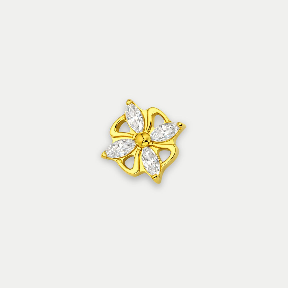 Embout piercing Maliae en titane gold avec zircon, vu de face