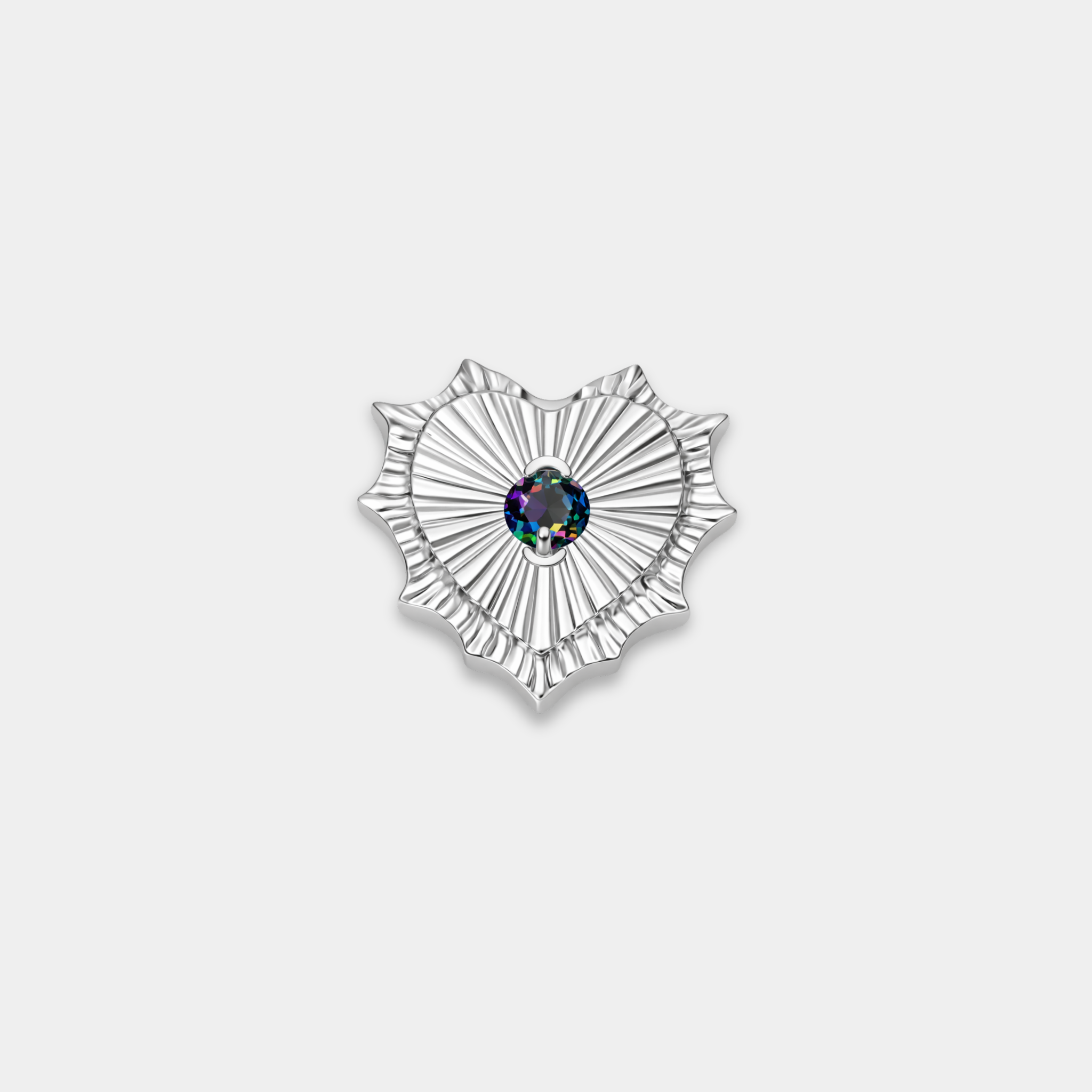 Embout piercing Maura en titane ASTM F136 design ex-voto avec zircon multicolore noir