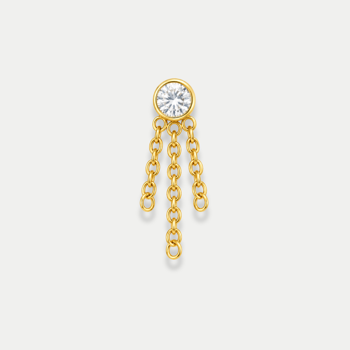 Embout piercing Milo en titane gold avec zircon blanc, vu de face