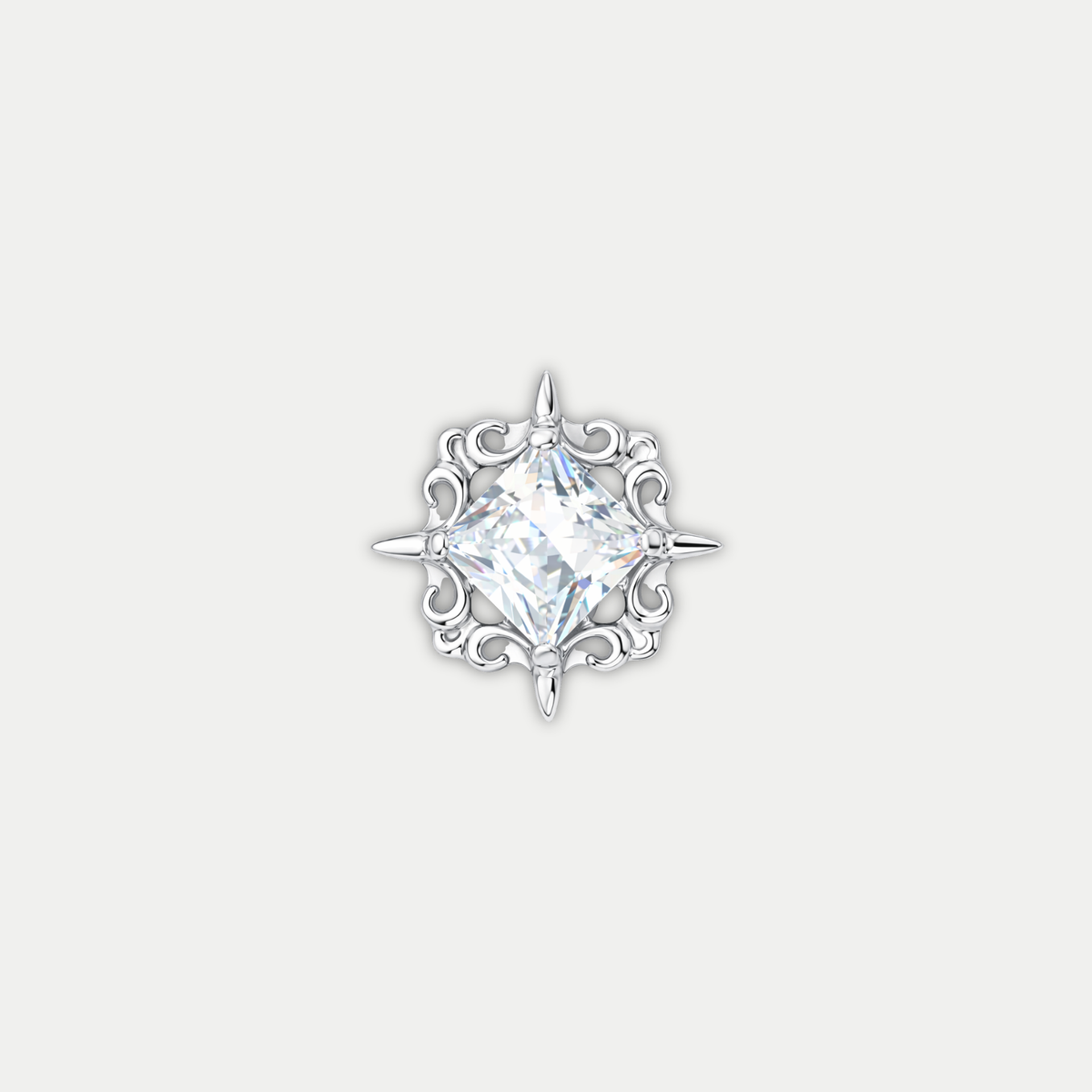 Embout piercing Naomi en titane avec zircon blanc, vu de face