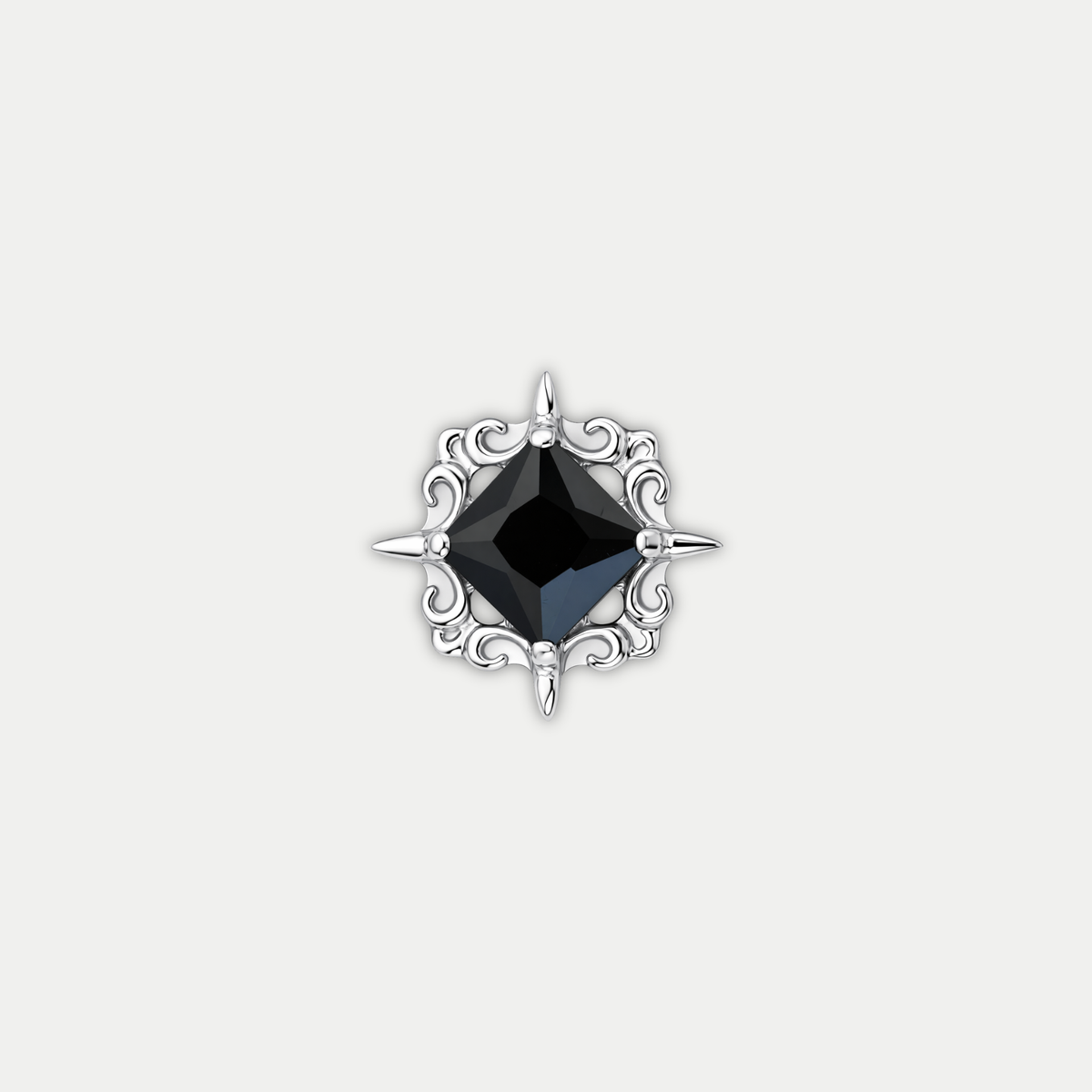 Embout piercing Naomi en titane avec zircon noir, vu de face