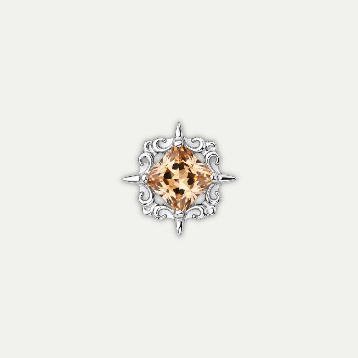 Embout piercing Naomi en titane avec zircon orange, vu de face