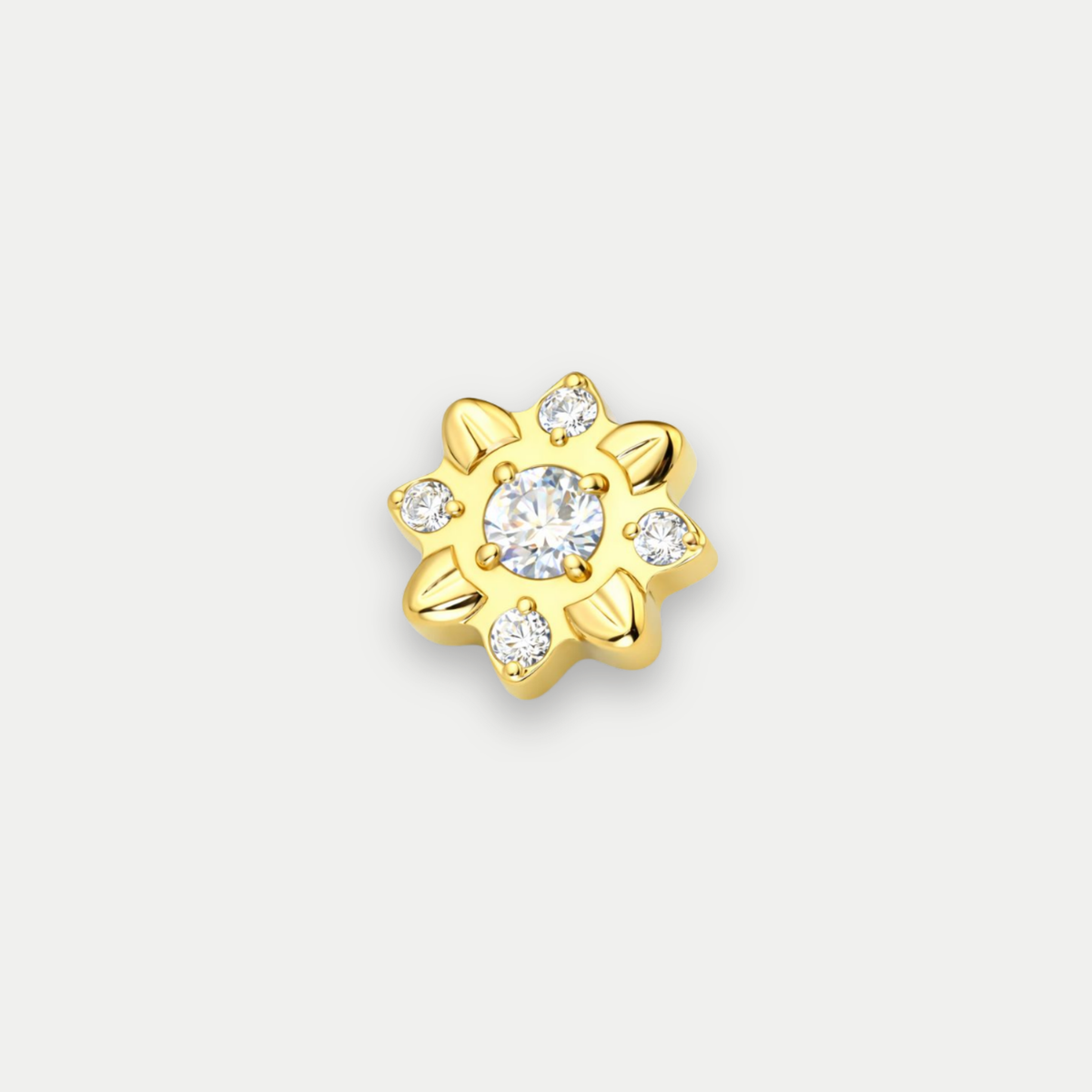 Embout piercing Naya en titane gold avec zircon blanc, vu de face