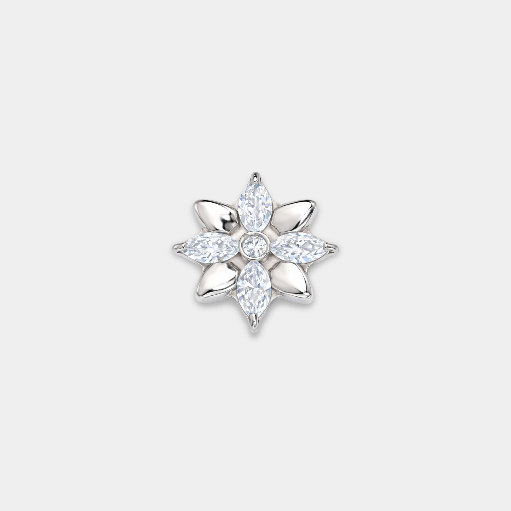 Embout piercing Naya en titane ASTM F136 avec zircons motif fleur