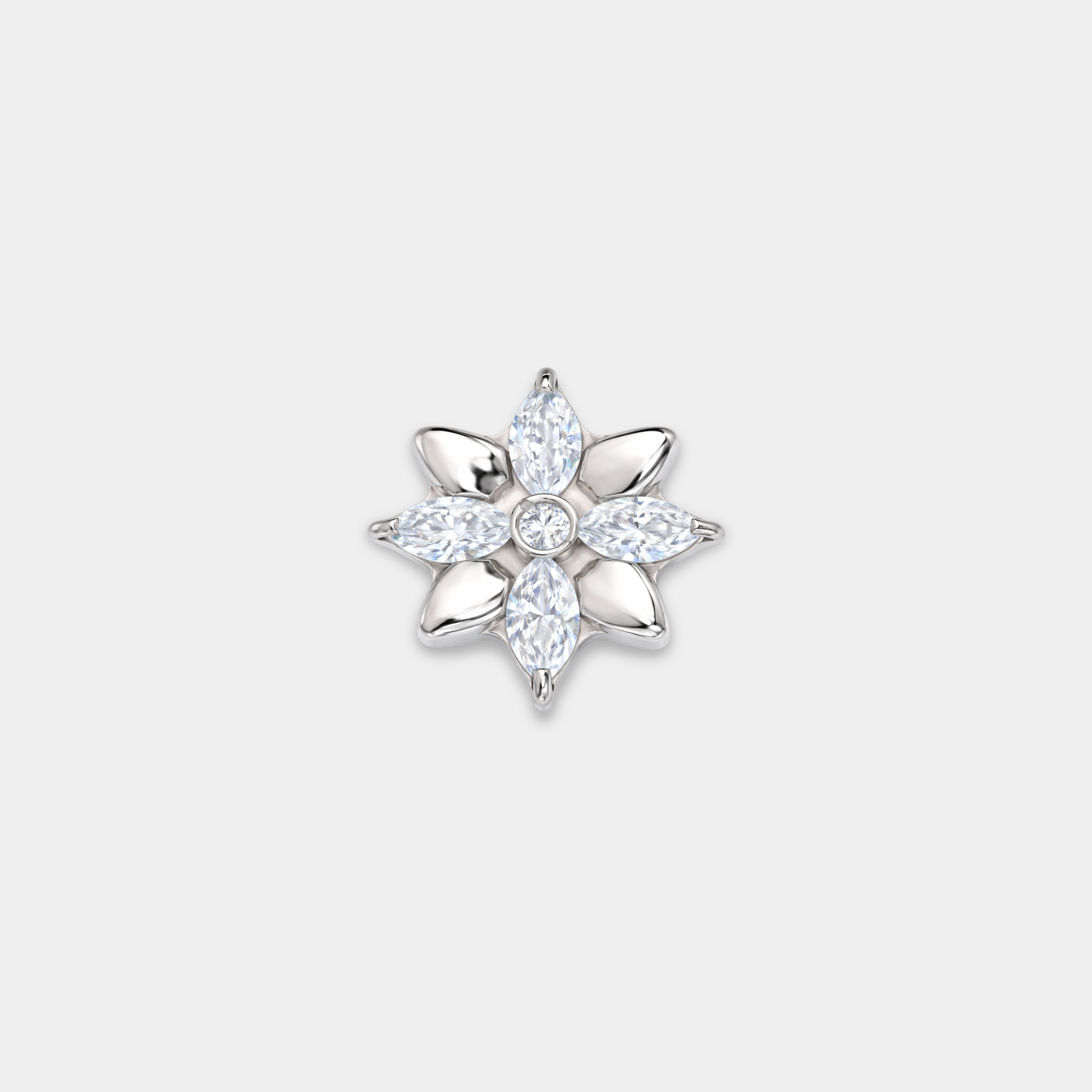 Embout piercing Naya en titane ASTM F136 avec zircons motif fleur