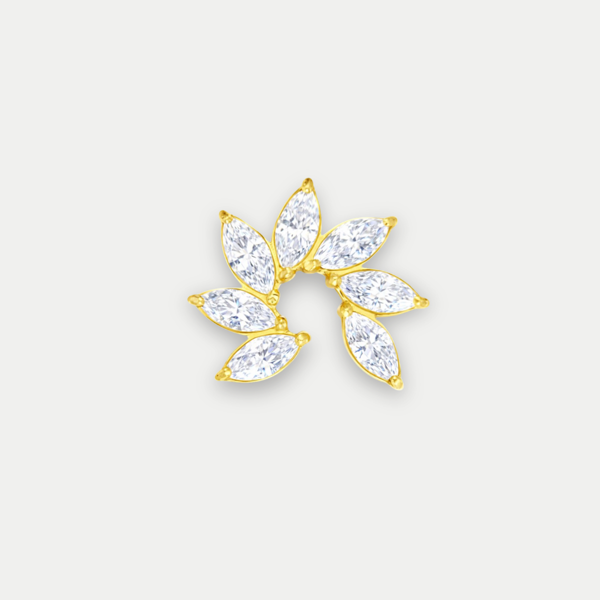 Embout piercing Nella en titane gold avec zircon blanc, vu de face