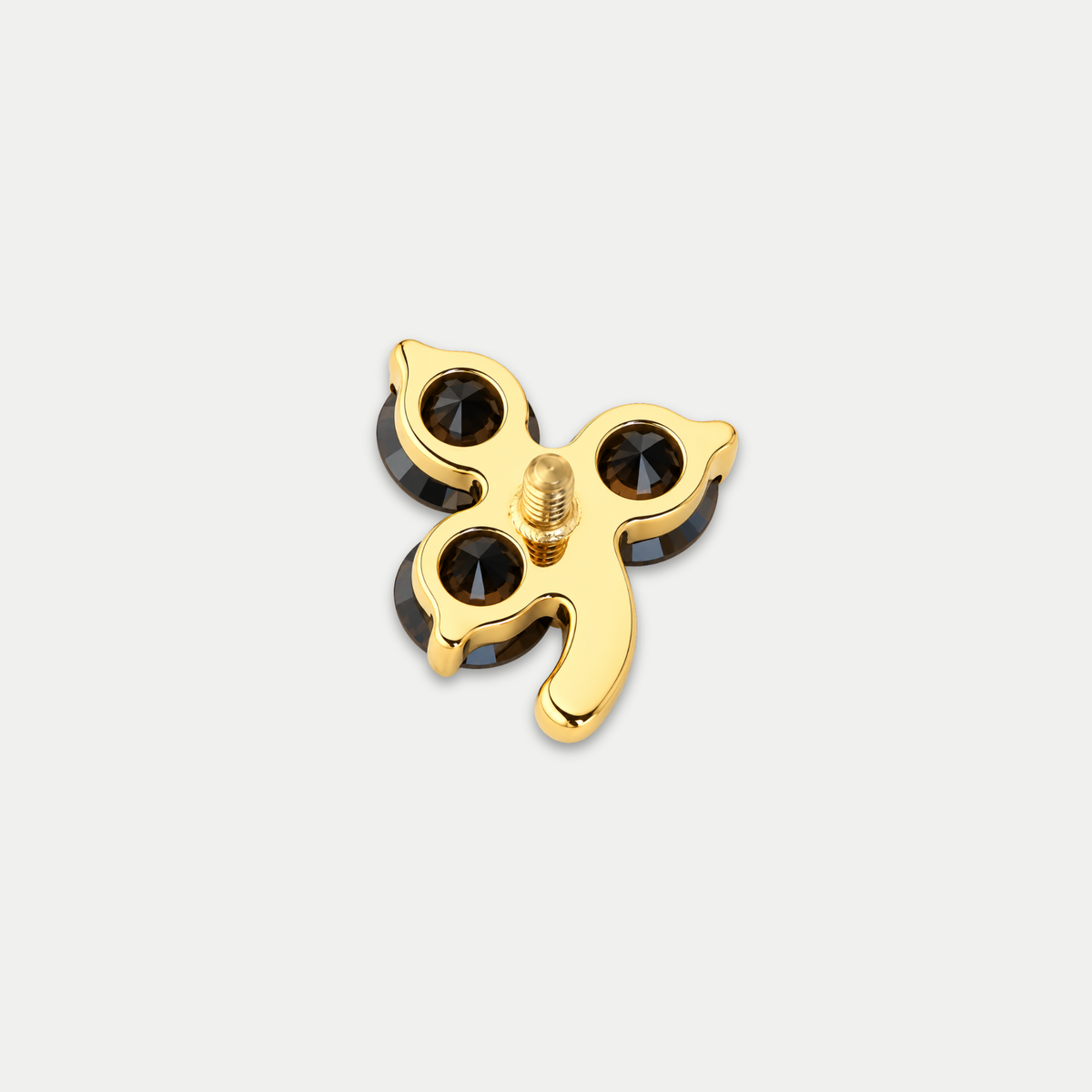 Embout piercing Nika en titane gold avec zircon, vu de dos