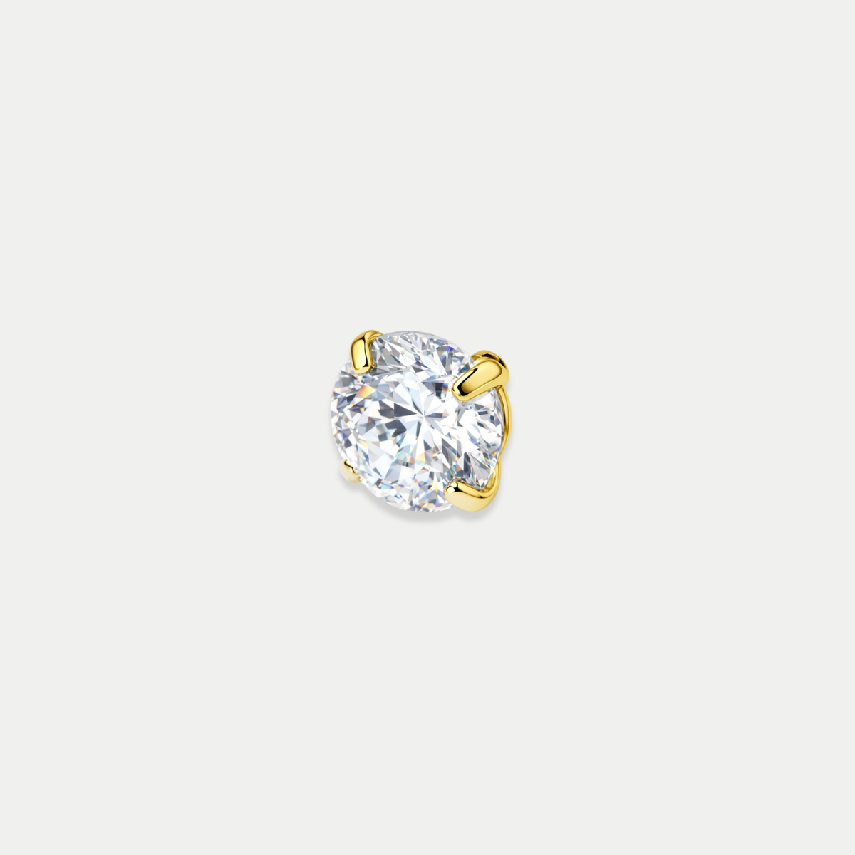 Embout piercing Nita en titane gold avec zircon blanc, vu de face