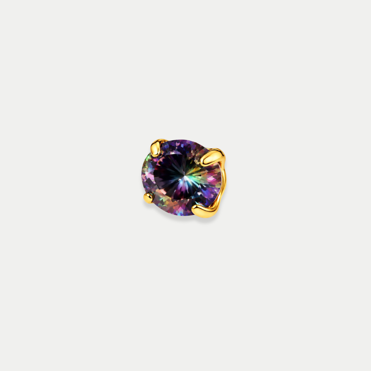 Embout piercing Nita en titane gold avec zircon multicolore noir, vu de face