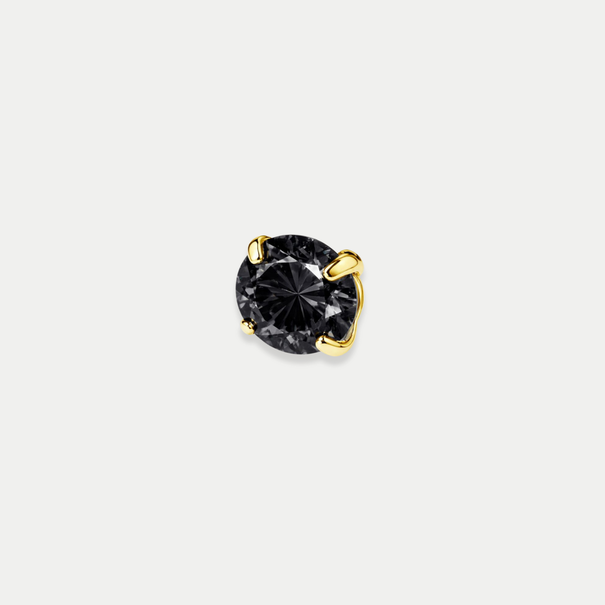 Embout piercing Nita en titane gold avec zircon noir, vu de face