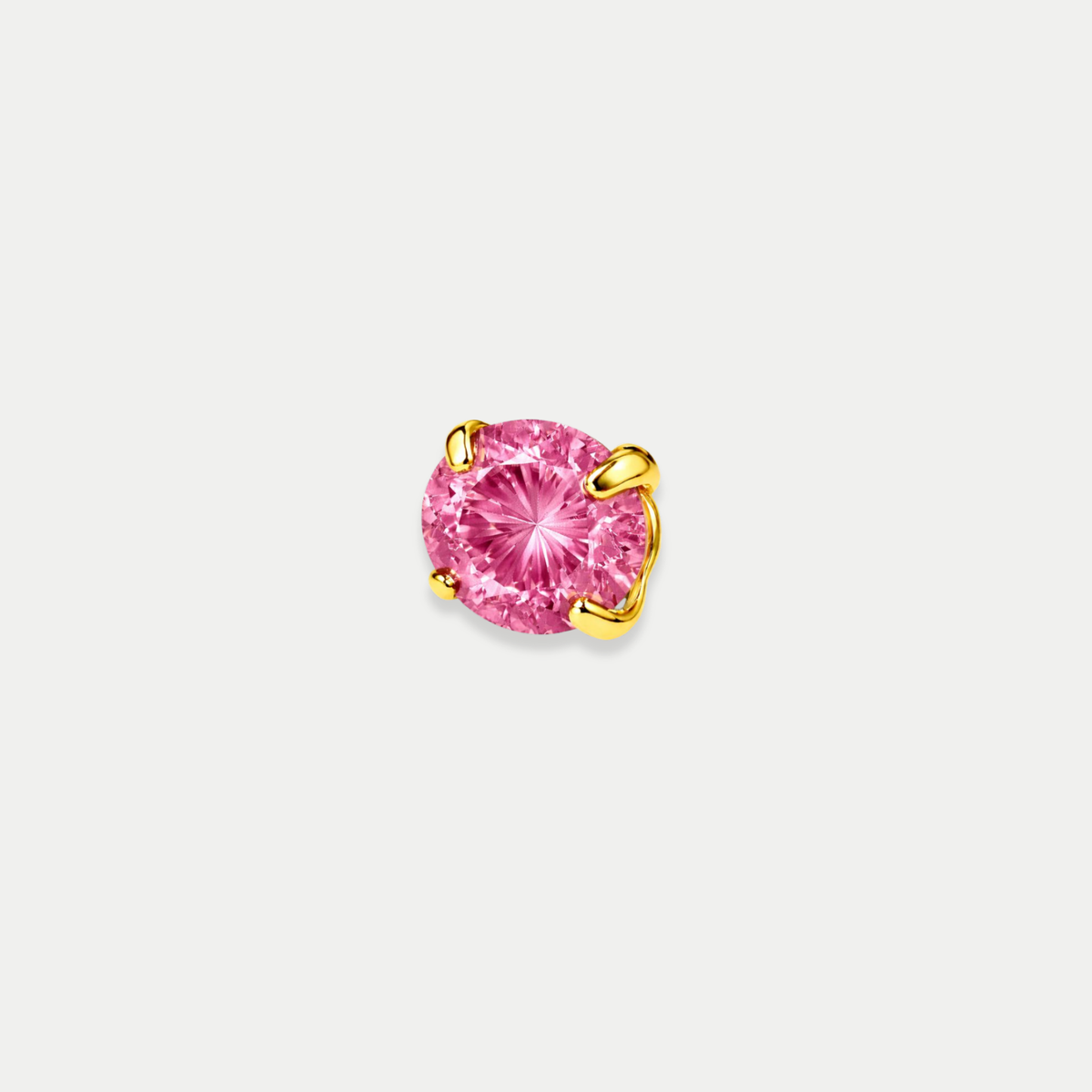 Embout piercing Nita en titane gold avec zircon rose, vu de face