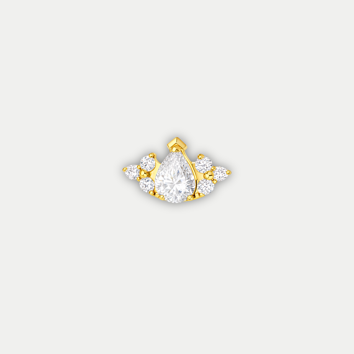 Embout piercing Noa en titane gold avec zircon blanc, vu de face