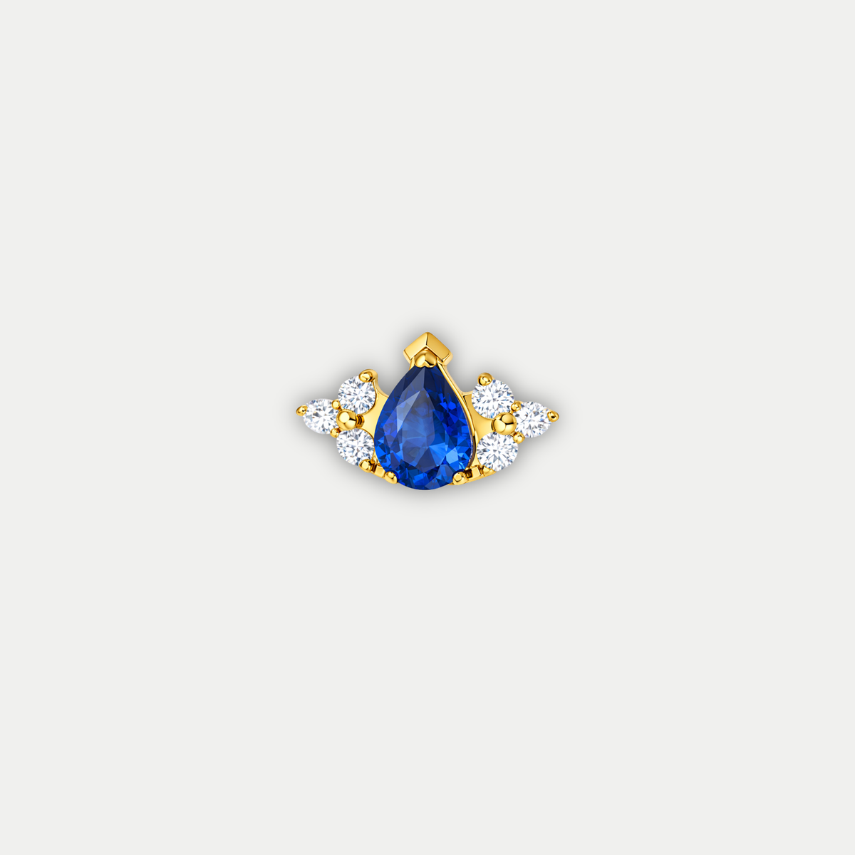 Embout piercing Noa en titane gold avec zircon bleu, vu de face