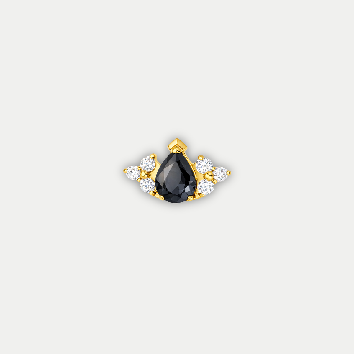 Embout piercing Noa en titane gold avec zircon noir, vu de face