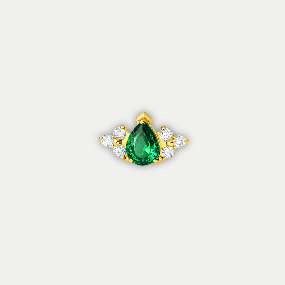 Embout piercing Noa en titane gold avec zircon vert, vu de face