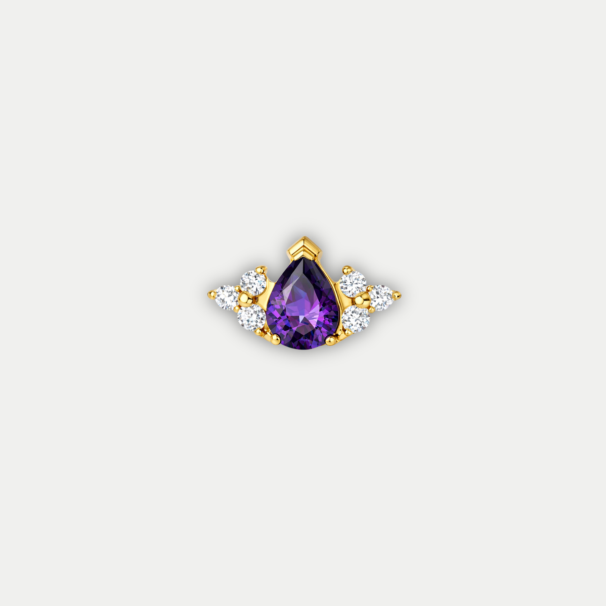 Embout piercing Noa en titane gold avec zircon violet, vu de face