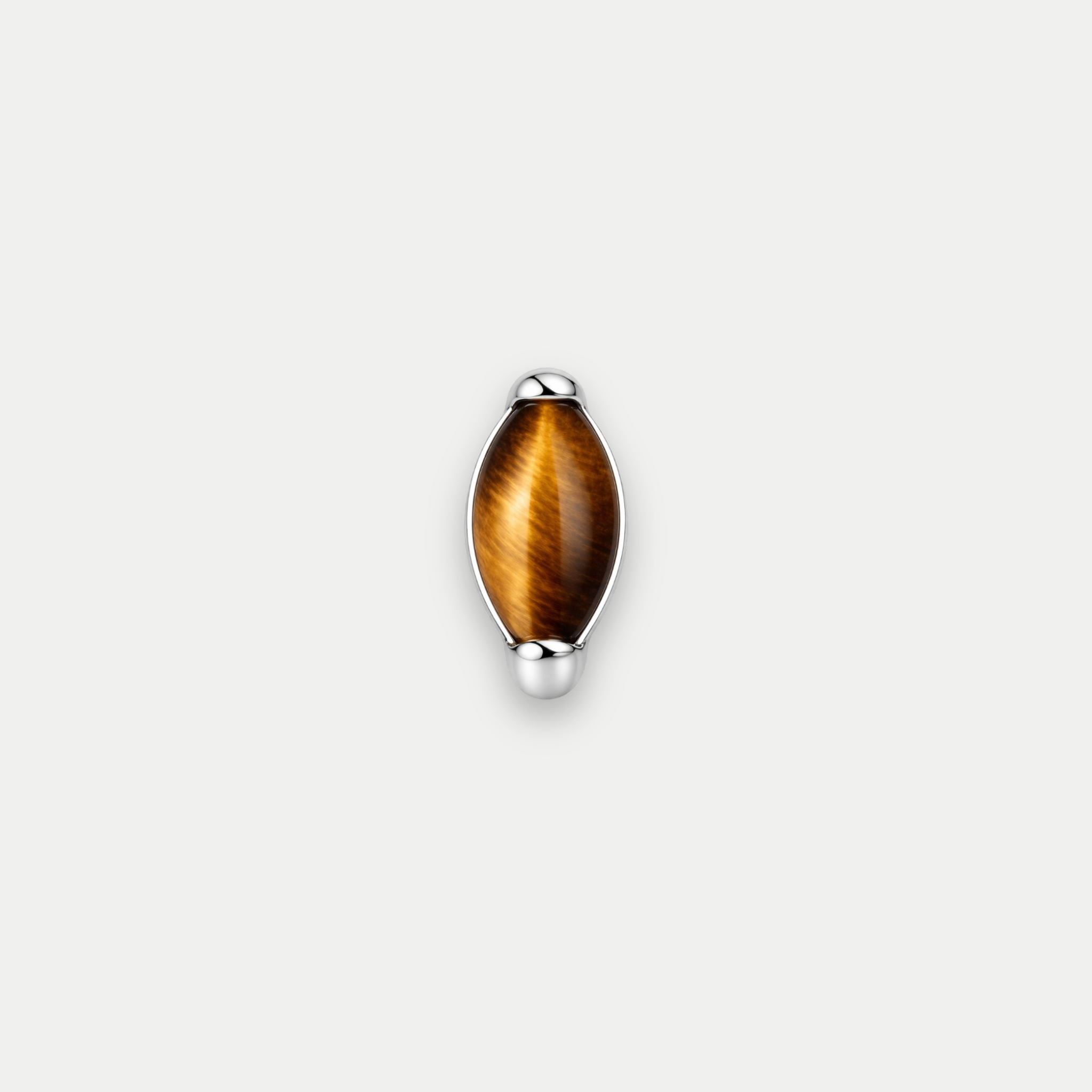 Embout de piercing en titane avec pierre œil de tigre marron en forme de marquise