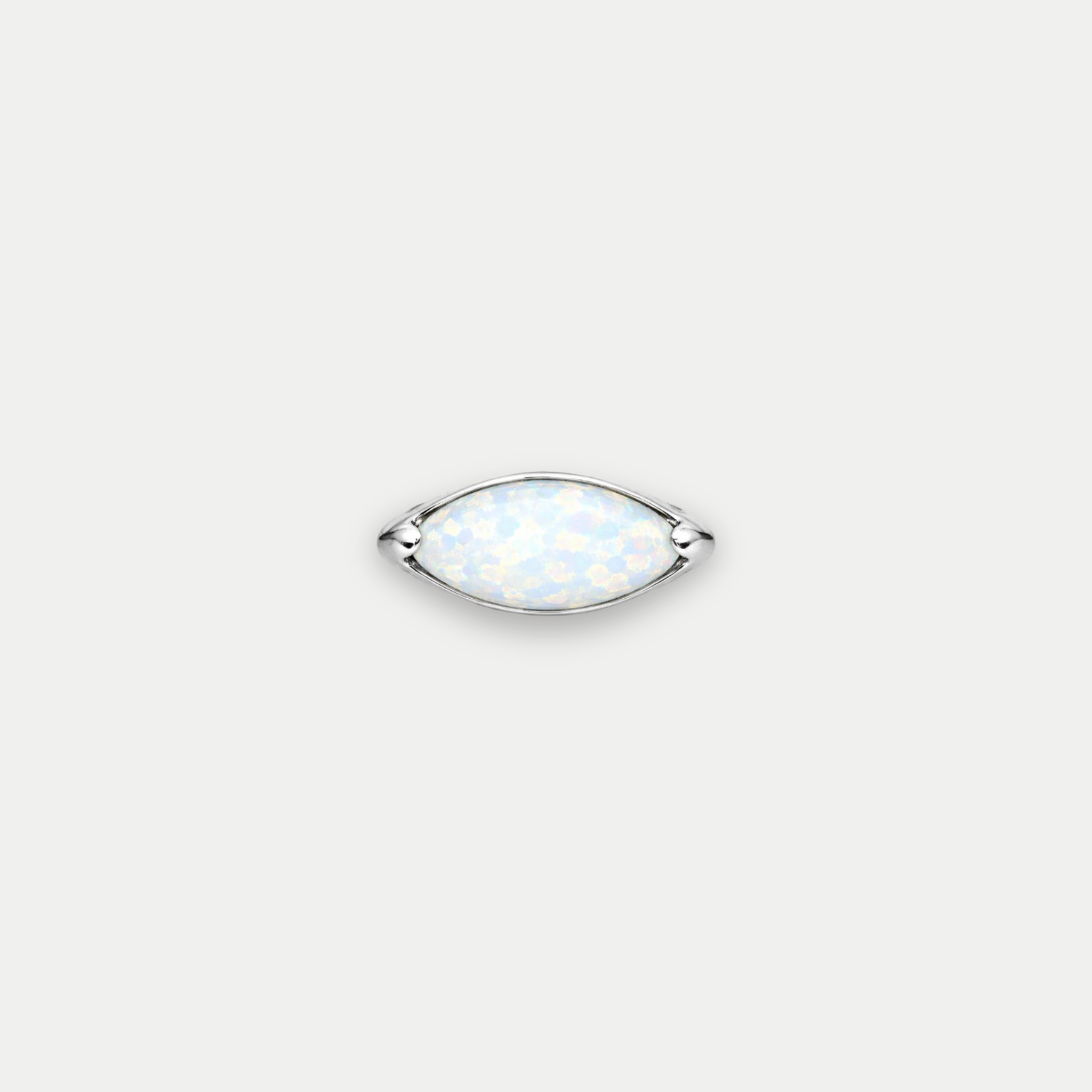 Embout de piercing en titane avec opale blanche en forme de marquise