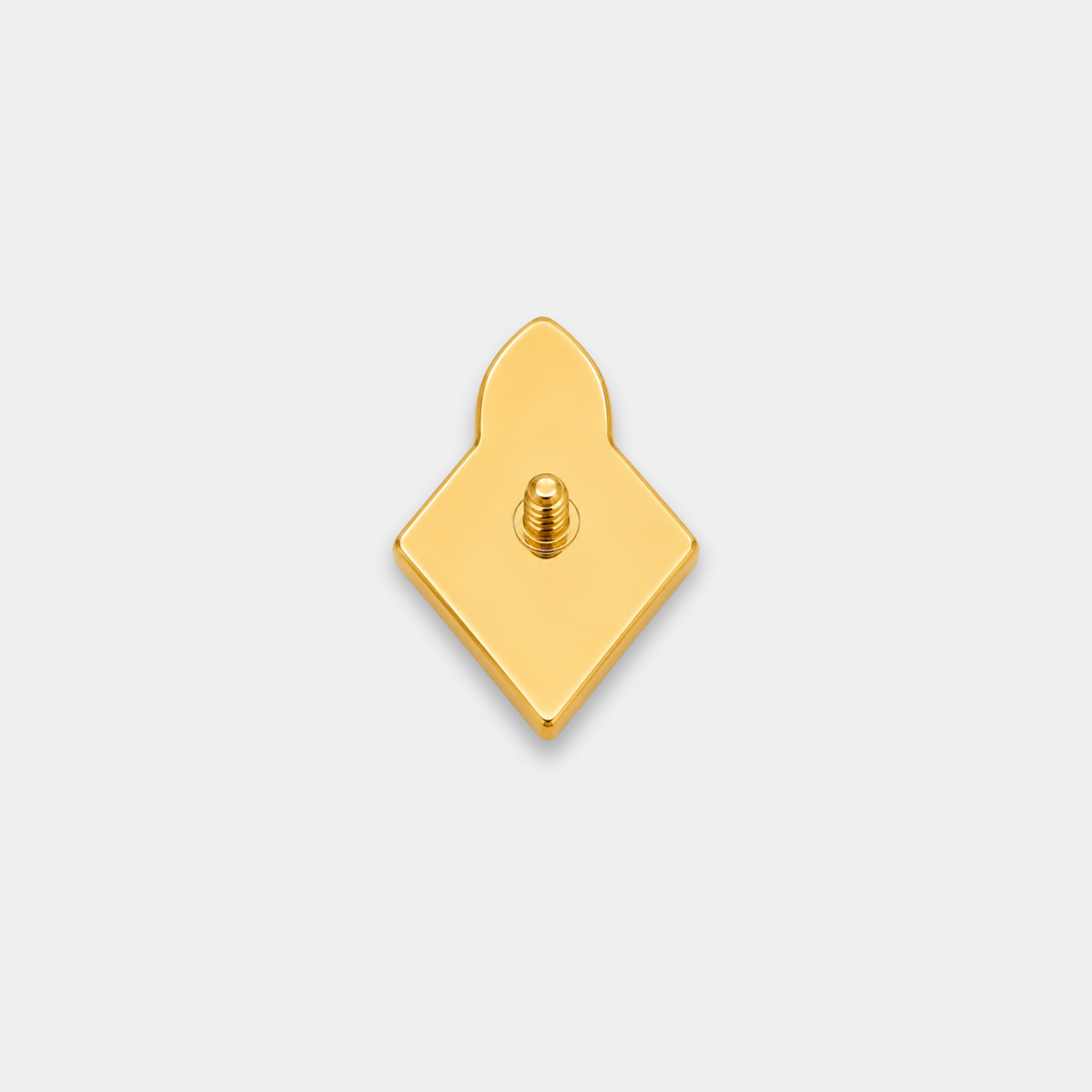 Embout piercing Noma en titane gold avec zircon violet et pierre naturelle nacre abalone, vu de dos