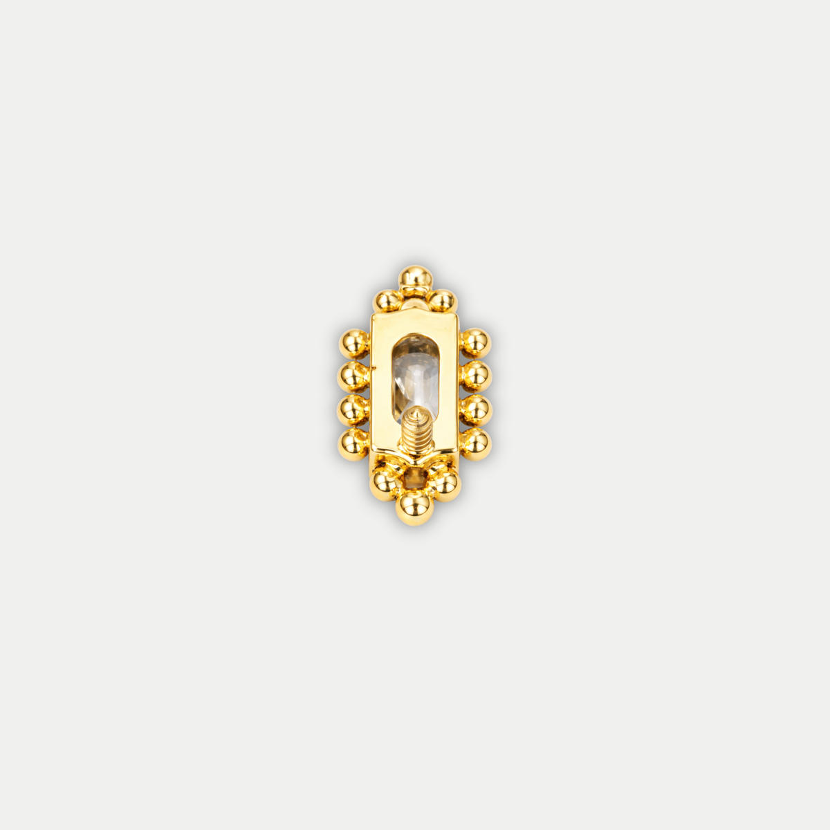 Embout piercing Noor en titane gold avec zircon, vu de dos
