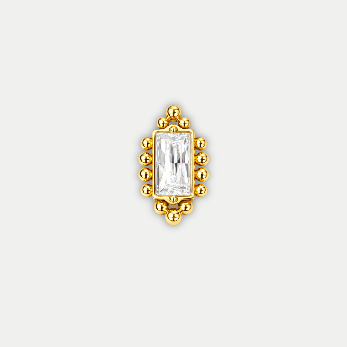 Embout piercing Noor en titane gold avec zircon, vu de face
