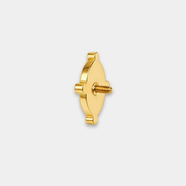 Embout piercing Nova aperçu de côté en titane gold avec zircon rond blanc serti, opale blanche en forme de goutte et contours délicatement ajourés