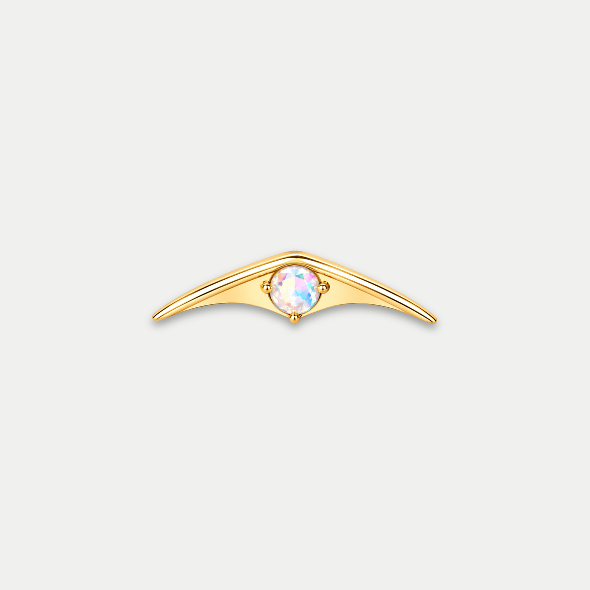Embout piercing Océane en titane gold avec zircon multicolore blanc, vu de face