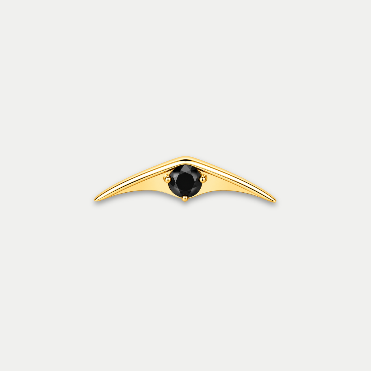 Embout piercing Océane en titane gold avec zircon noir, vu de face