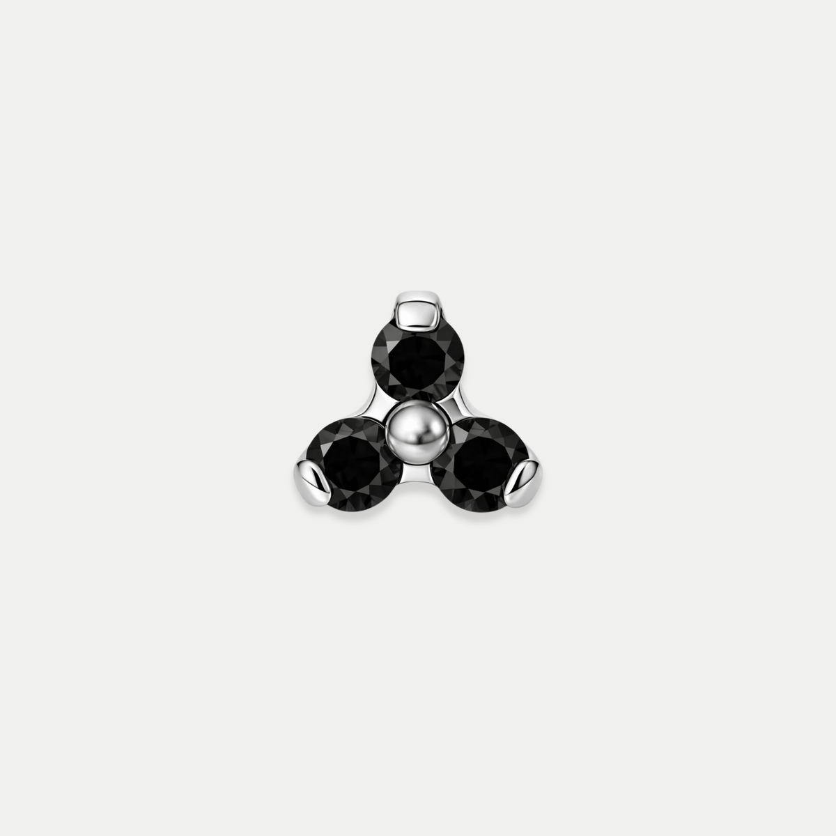 Embout piercing Oria en titane avec zircon noir, vu de face