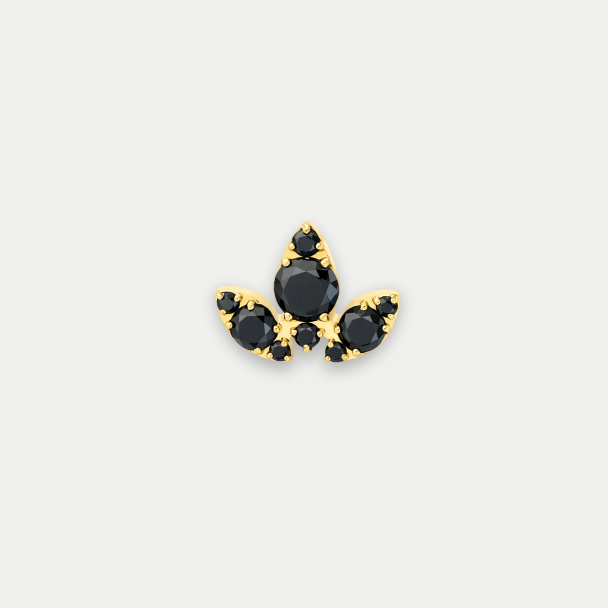 Embout piercing Oscar en titane gold avec zircon noir, vu de face
