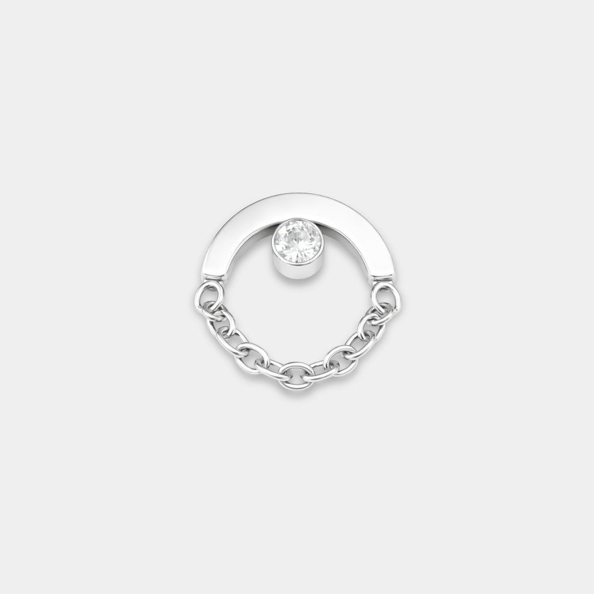 Embout piercing Rami en titane avec zircon, vu de face