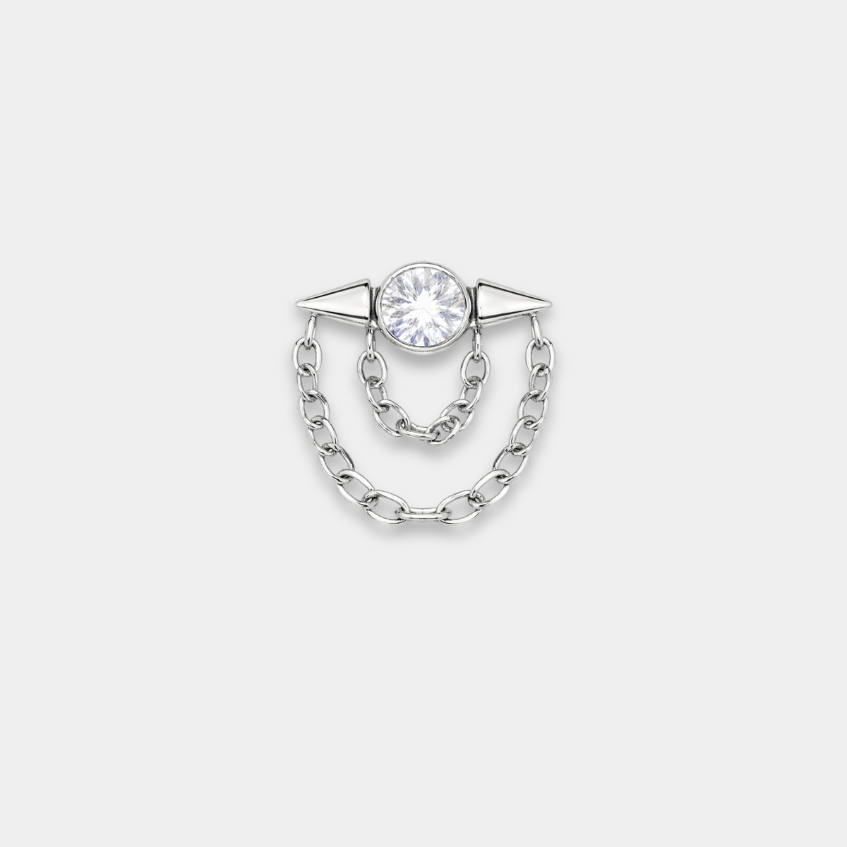 Embout piercing Rani en titane avec zircon, vu de face
