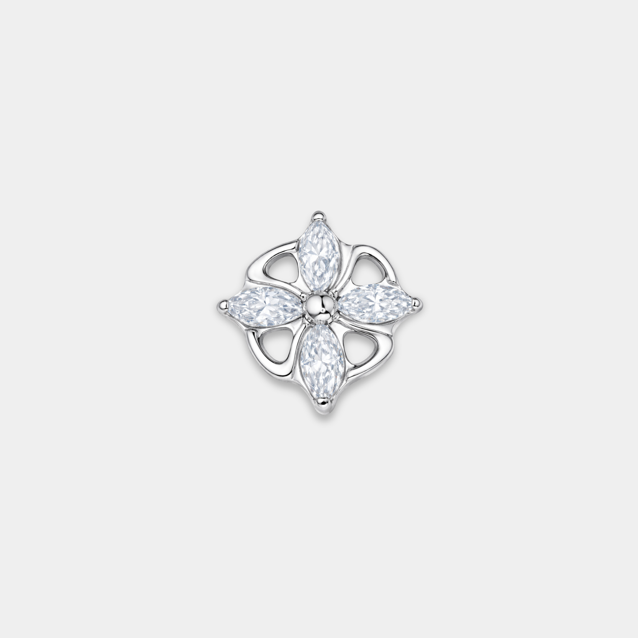 Embout piercing Romy en titane ASTM F136 avec zircons motif fleur