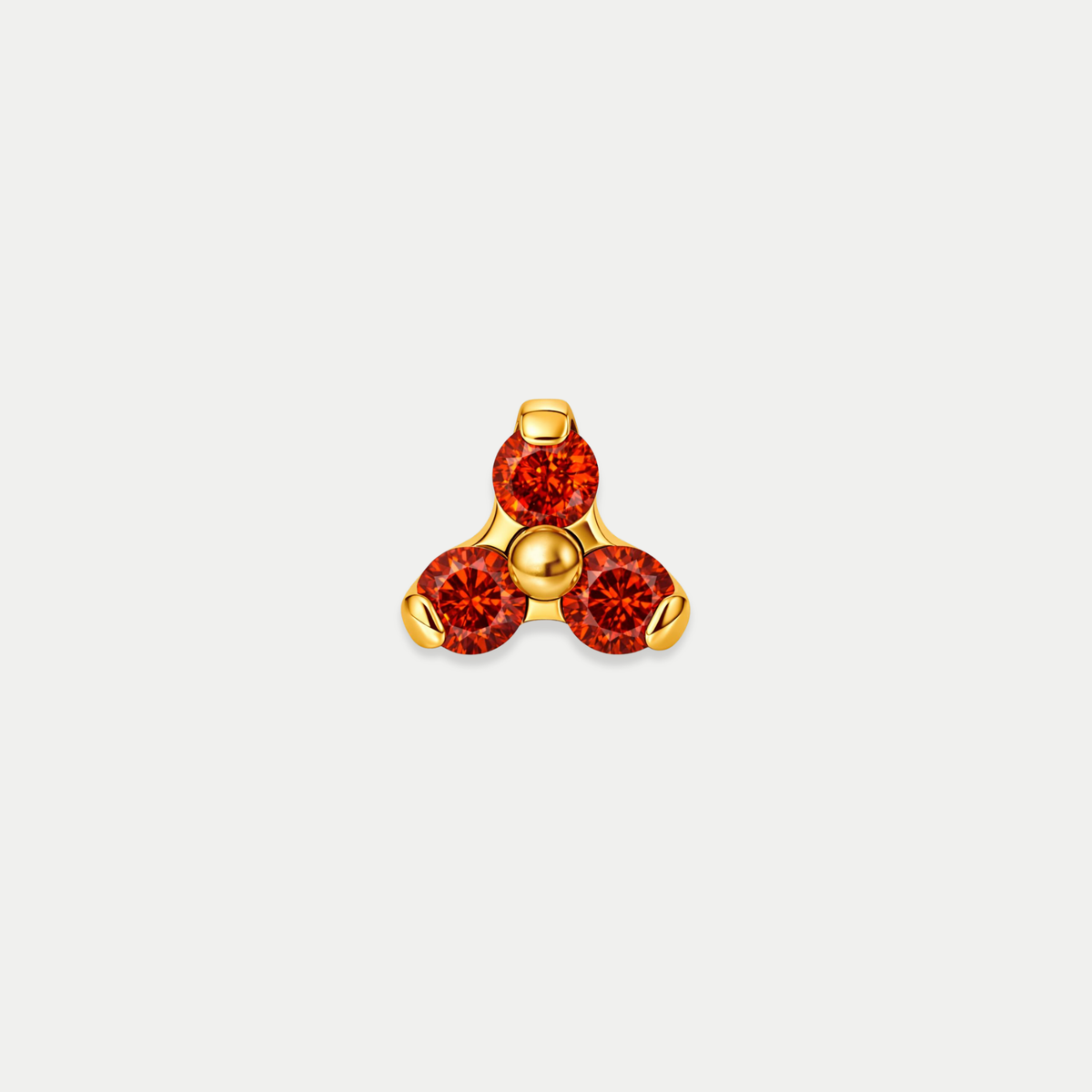 Embout piercing Selia en titane gold avec zircon, vu de face