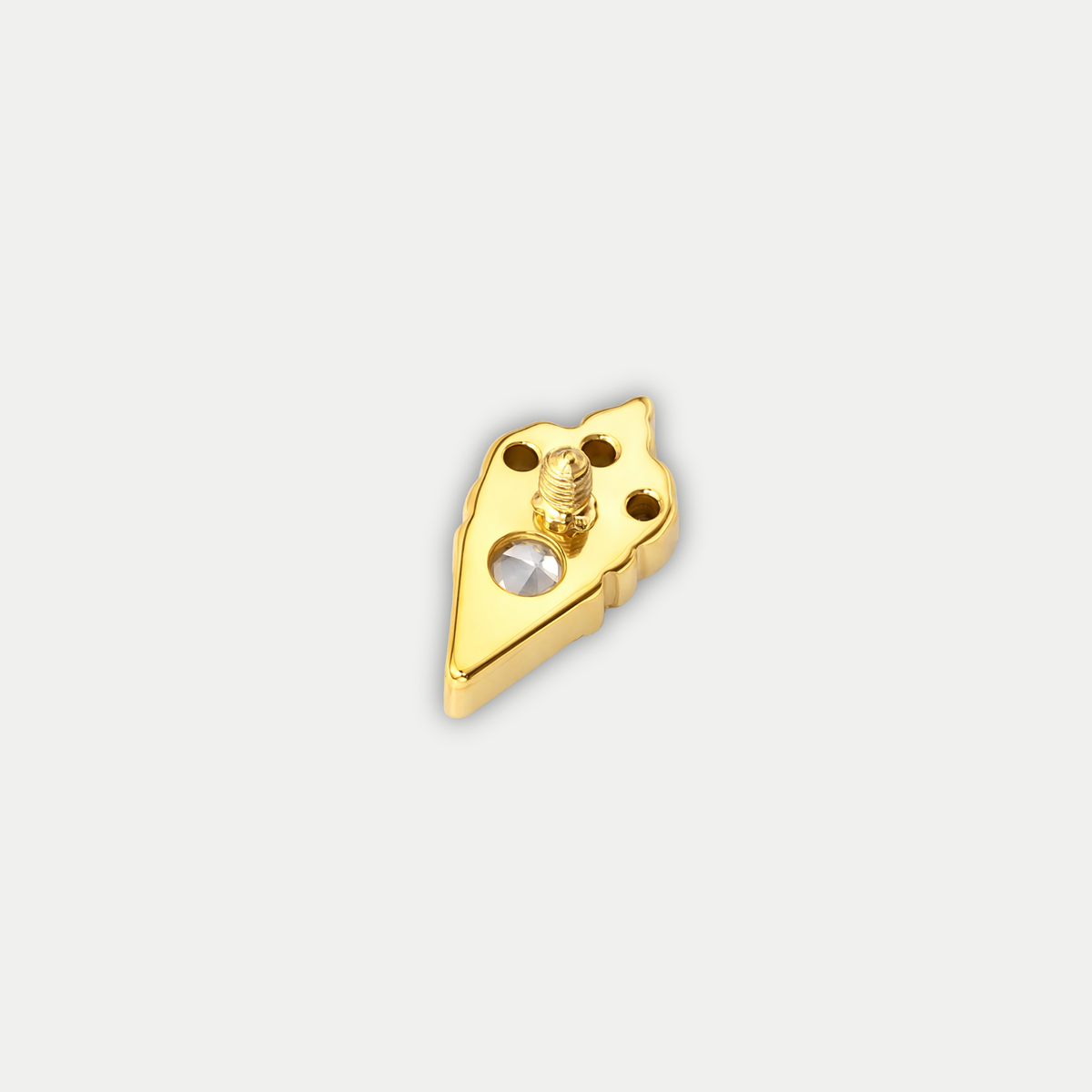 Embout piercing Selya en titane gold avec zircon, vu de côté