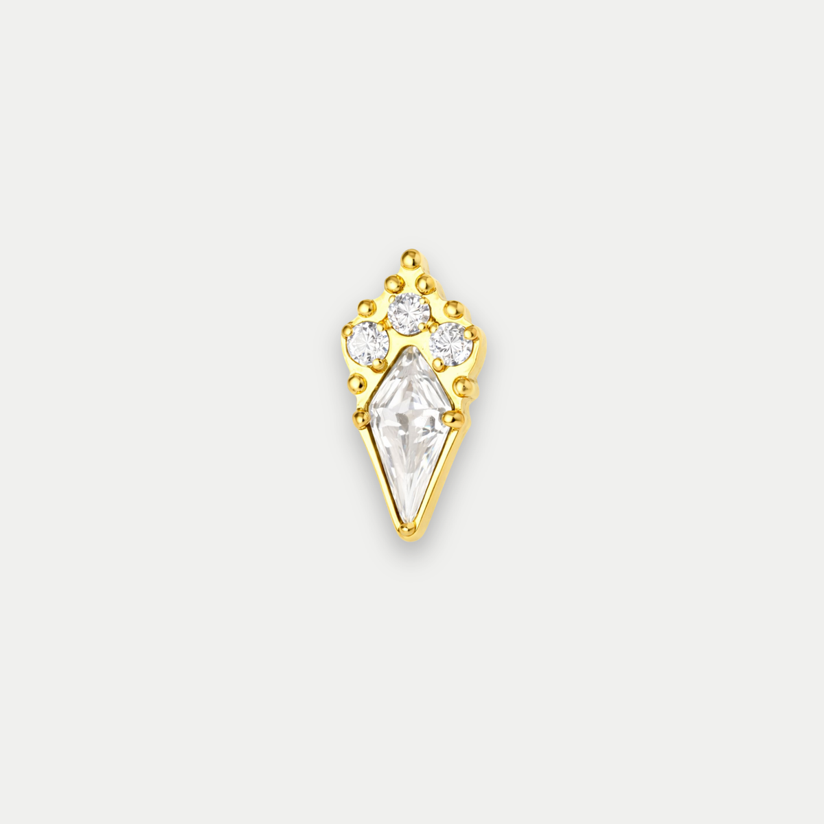 Embout piercing Selya en titane gold avec zircon, vu de face