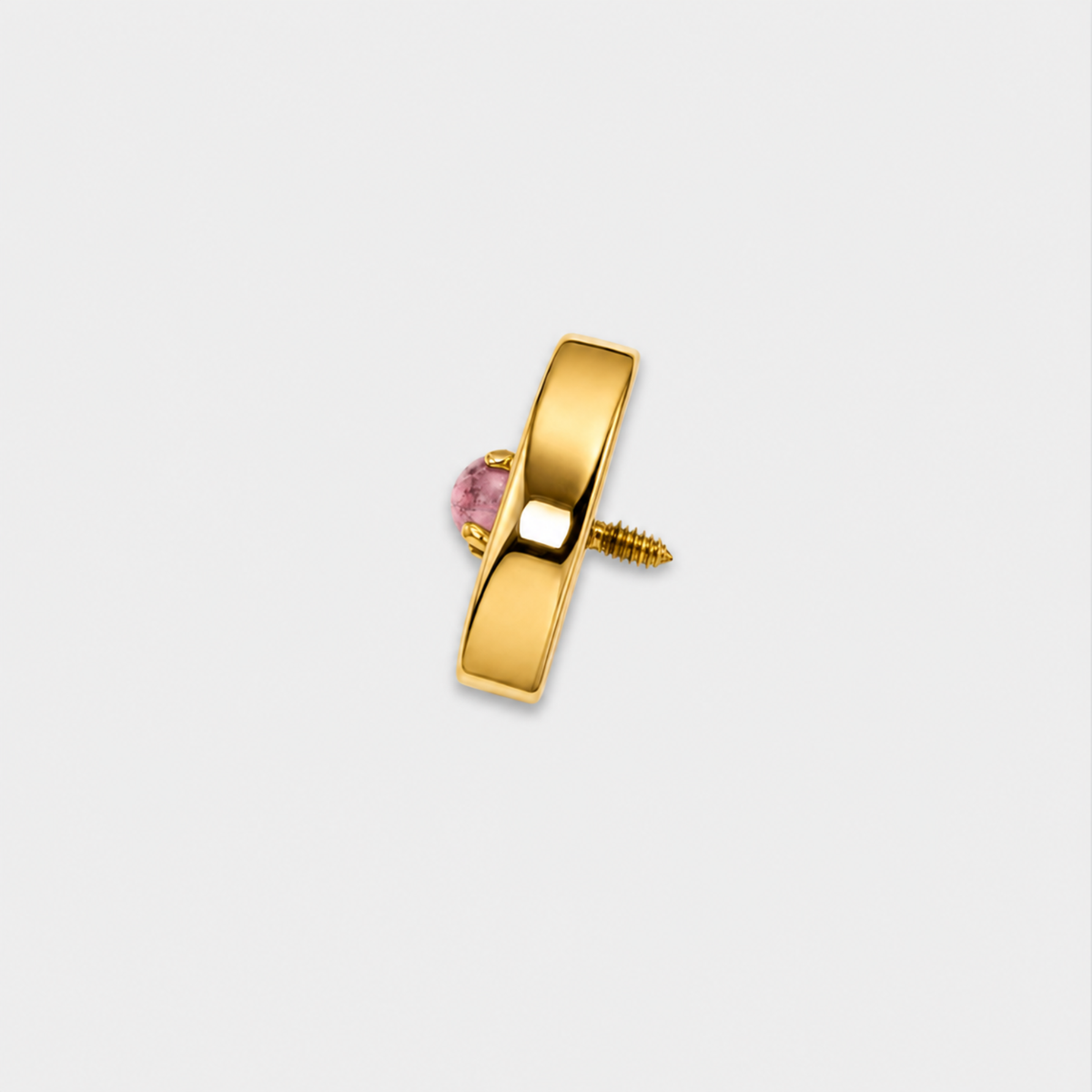 Embout piercing Sora en titane gold, pierre naturelle améthyste, vu de côté