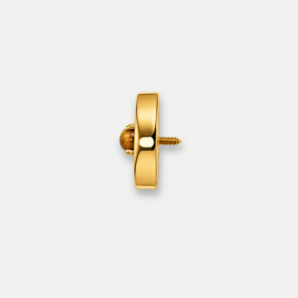 Embout piercing Sora en titane gold, pierre naturelle œil de tigre, vu de côté