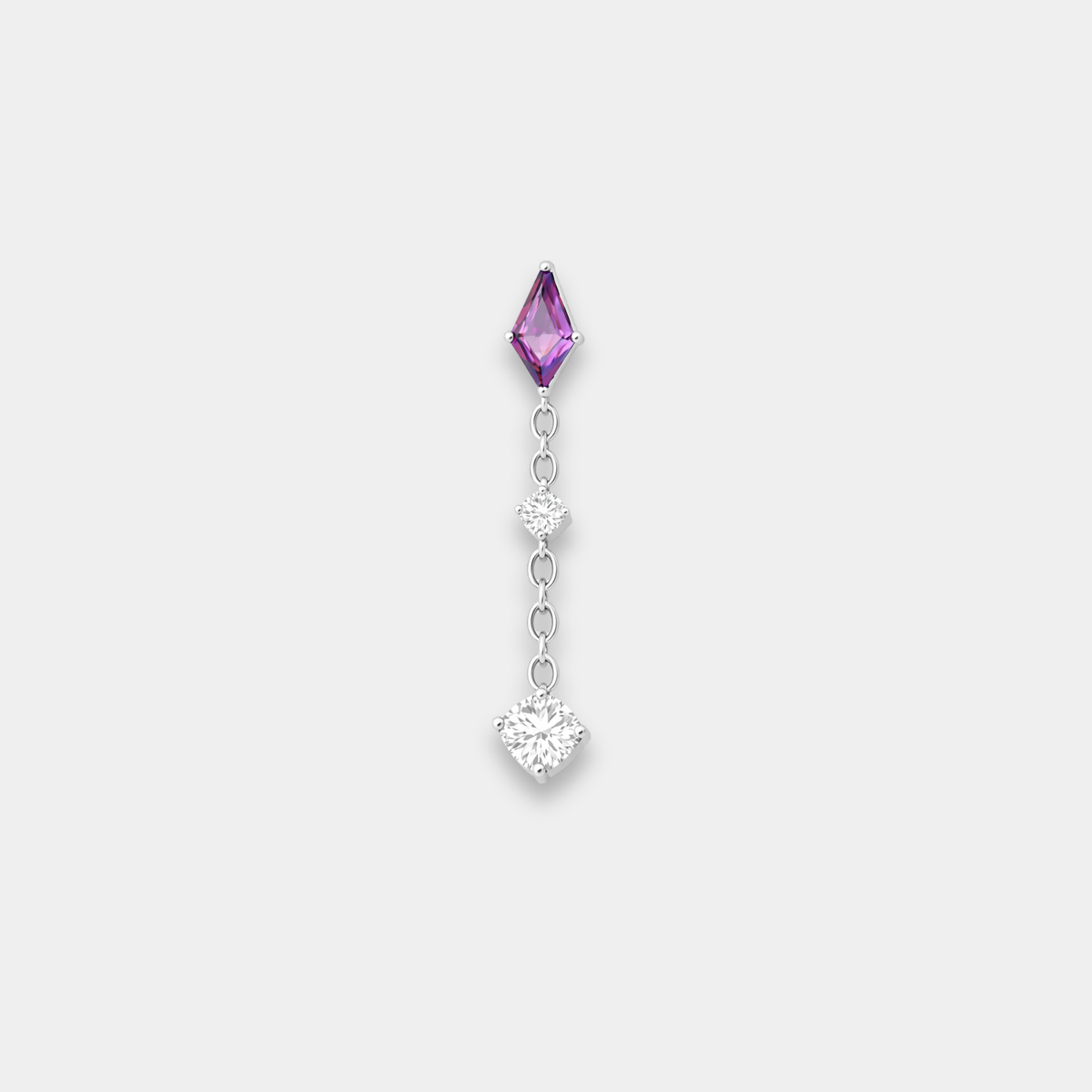 Embout piercing Talia en titane avec zircon violet, vu de face