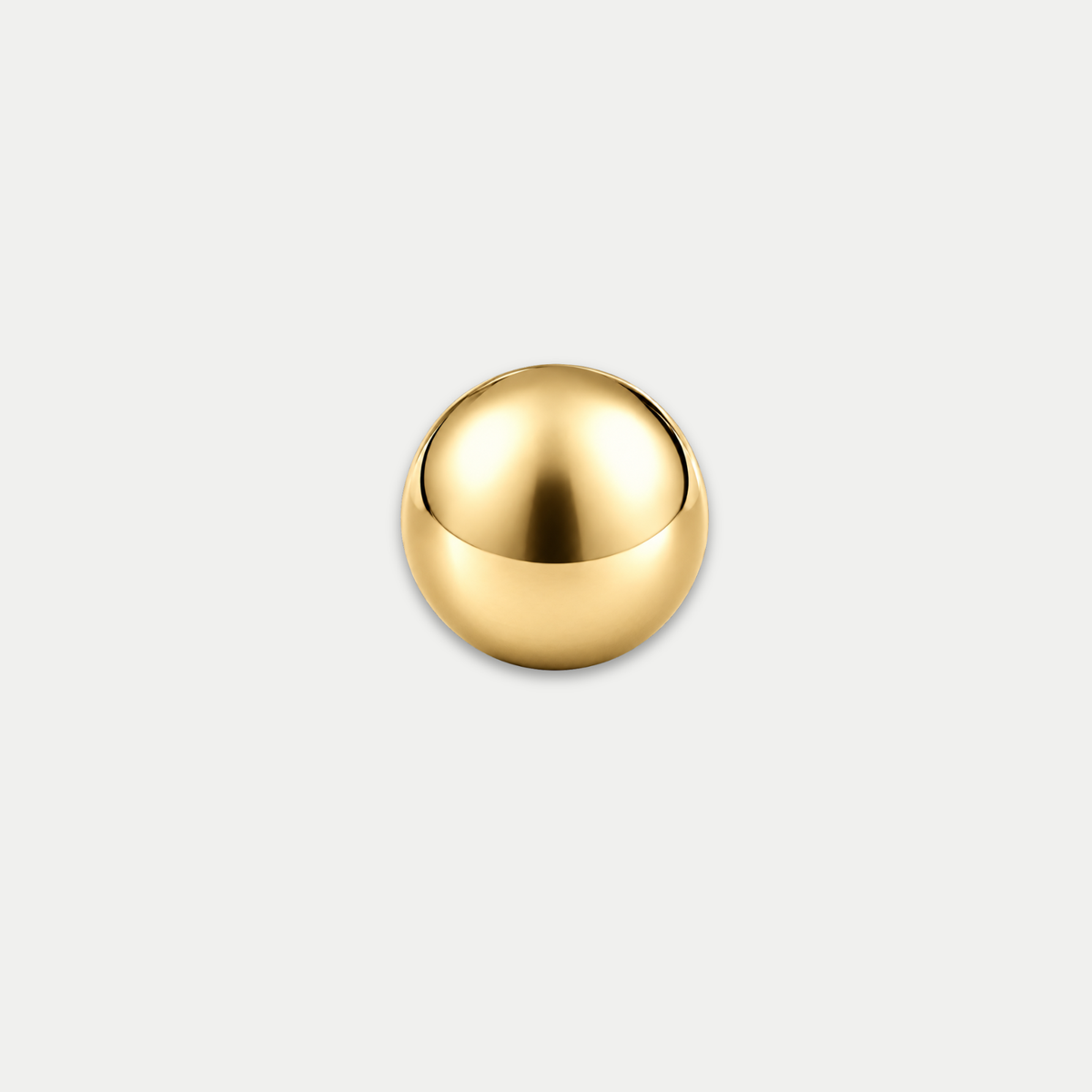 Embout piercing en titane gold avec bille, vu de face