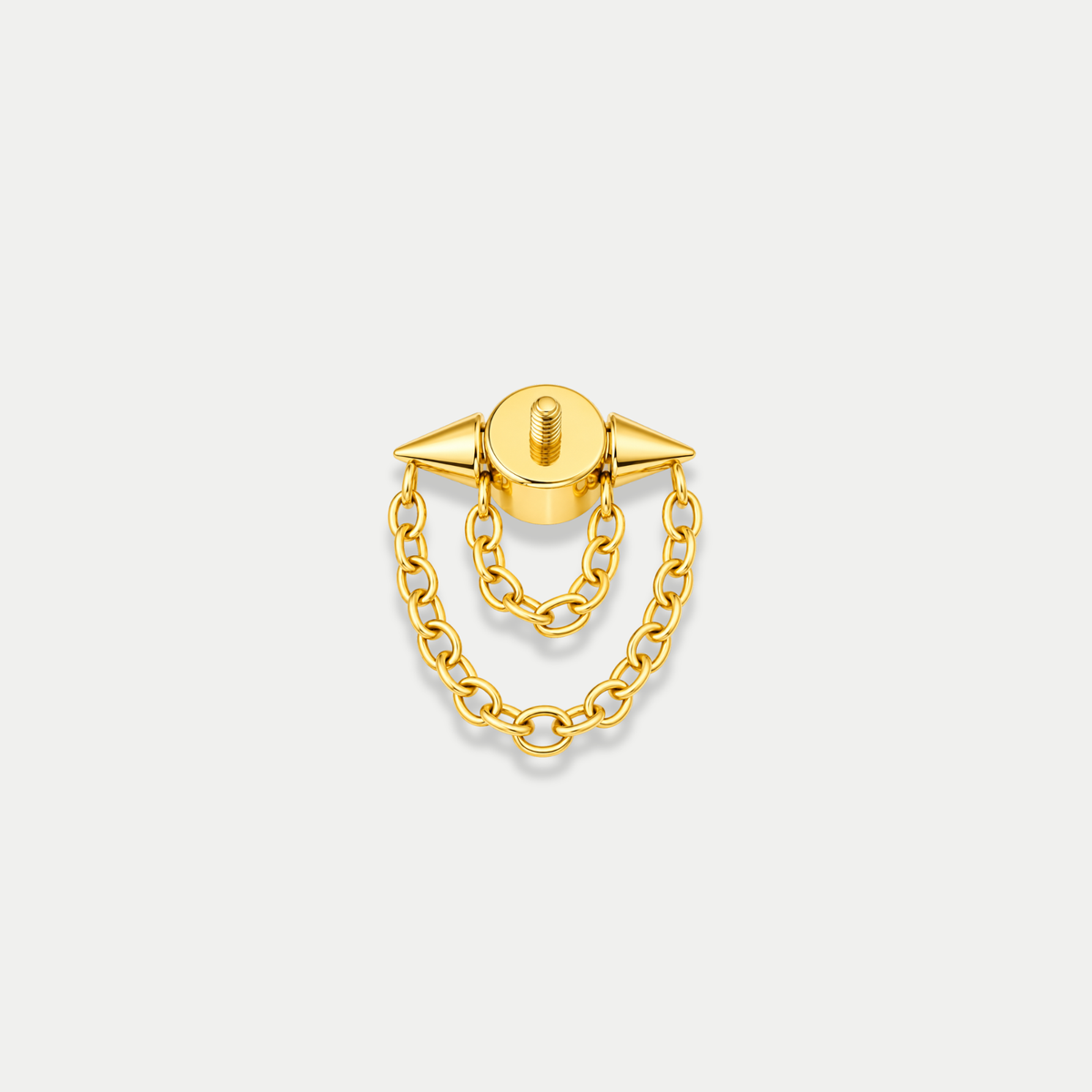 Embout piercing Uma en titane gold avec zircon, vu de côté
