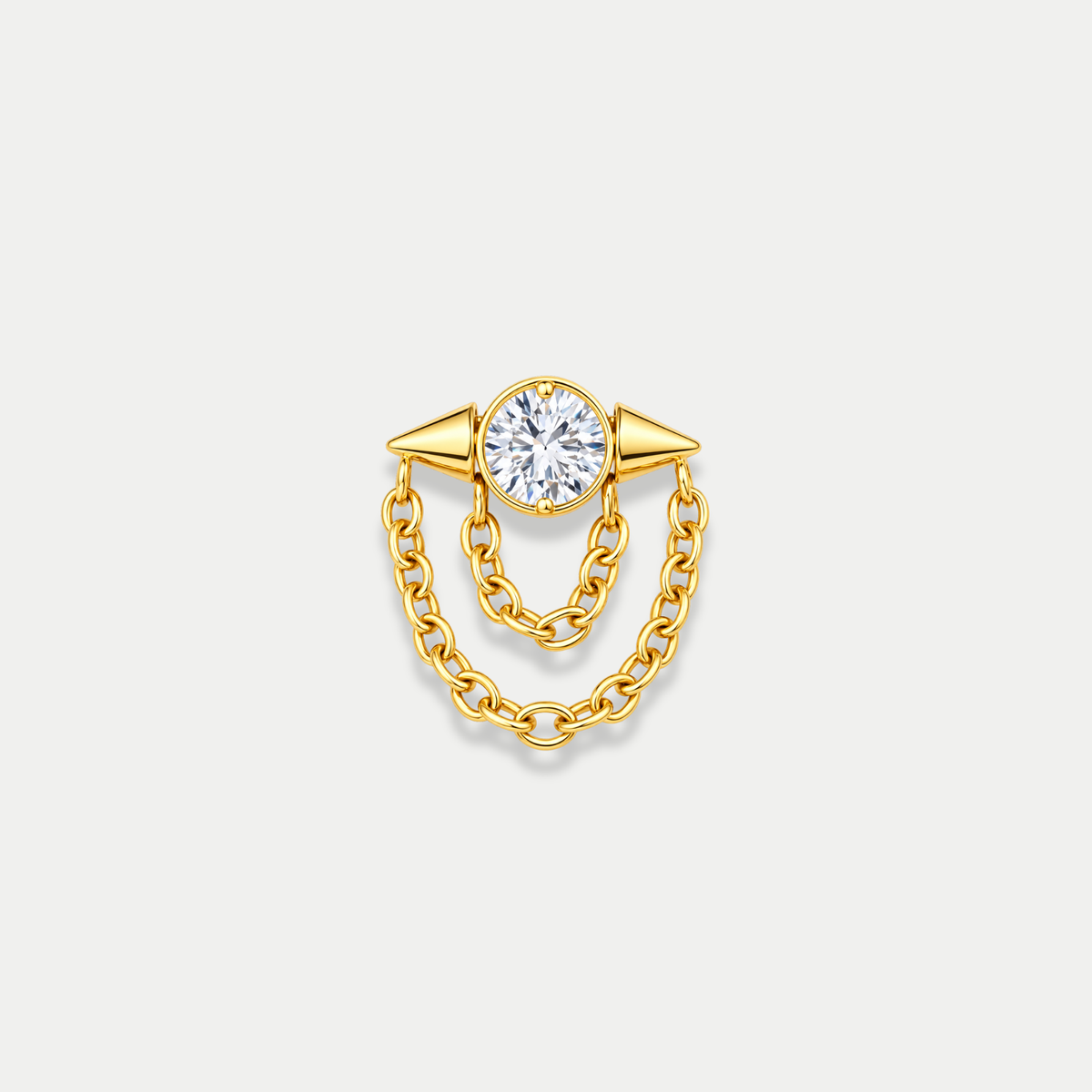 Embout piercing Uma en titane gold avec zircon, vu de face
