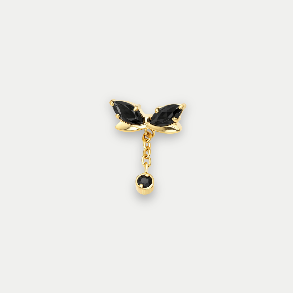 Embout piercing Zoé en titane gold avec zircon, vu de face