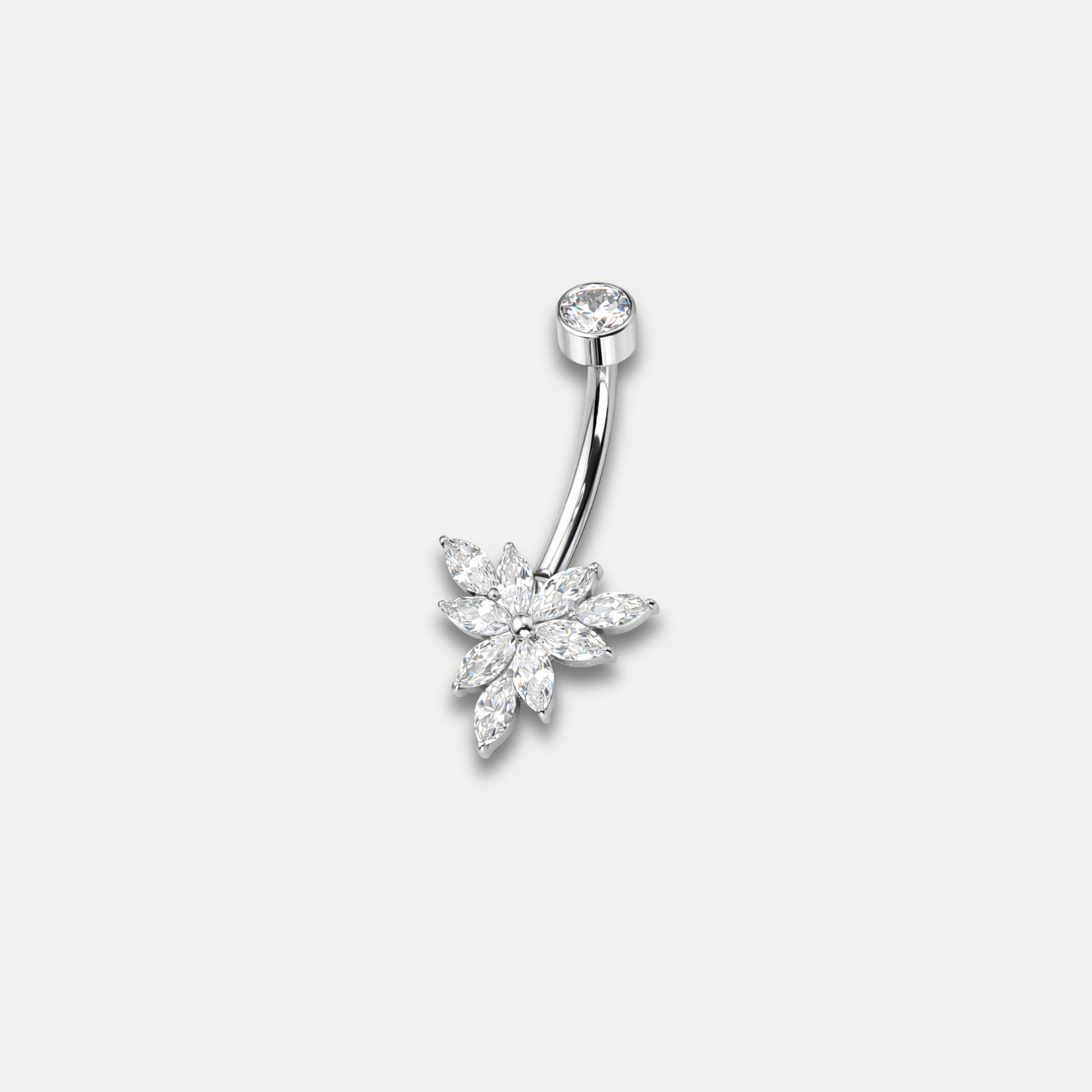 Piercing nombril Marae en titane ASTM F136 avec zircons motif fleur Joli Désordre