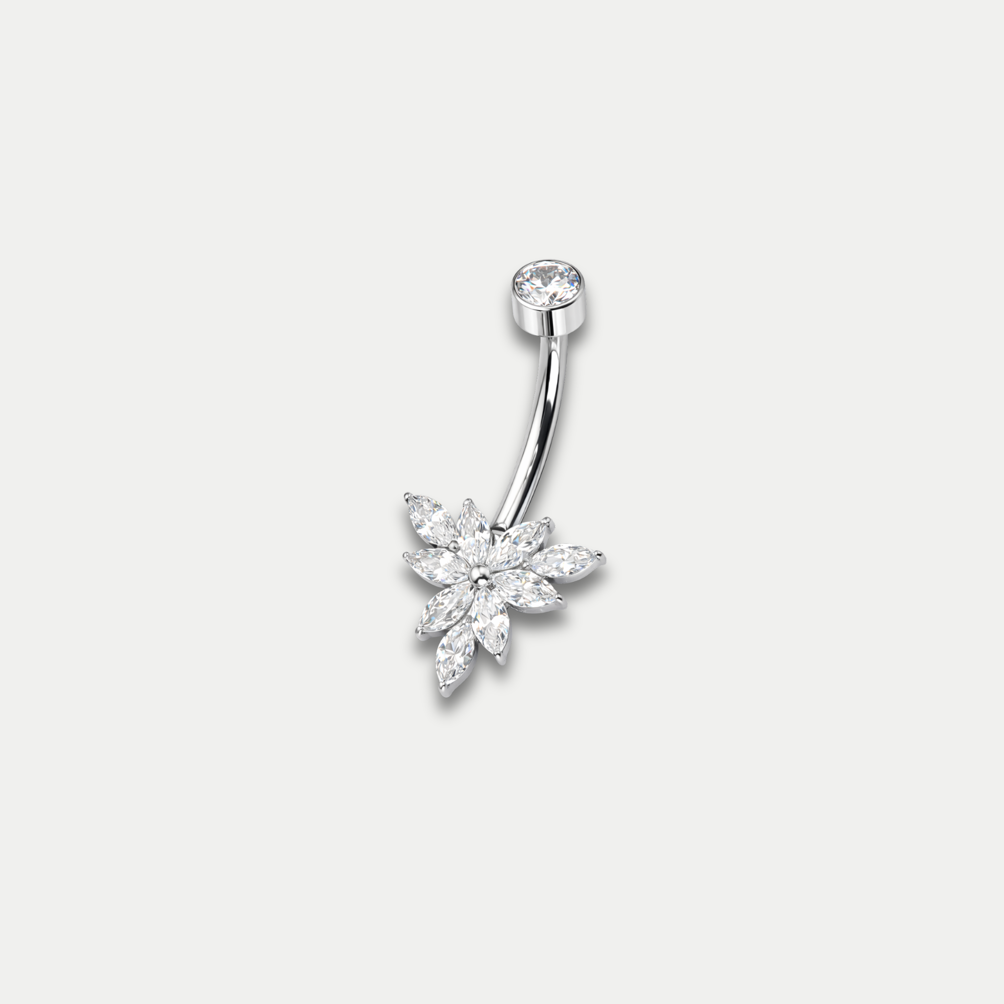 Piercing nombril Marae en titane ASTM F136 avec zircons motif fleur Joli Désordre