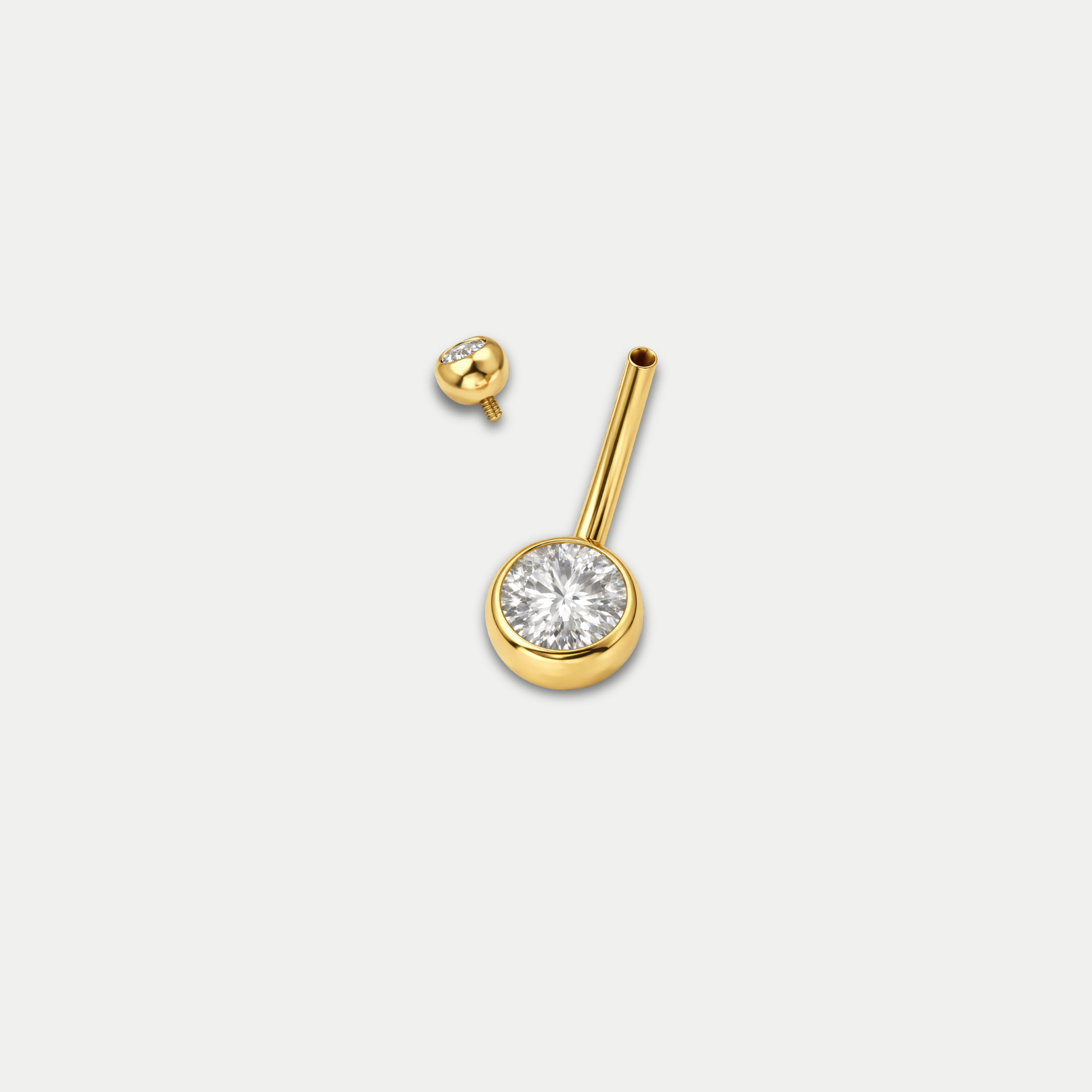 Piercing nombril Naia en titane ASTM F136 PVD gold avec zircons bille du haut devissée Joli Désordre
